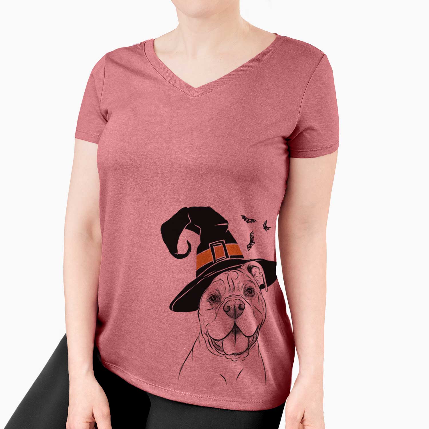 Witch Bravo the Bulldog Mix - Women's V-neck Shirt