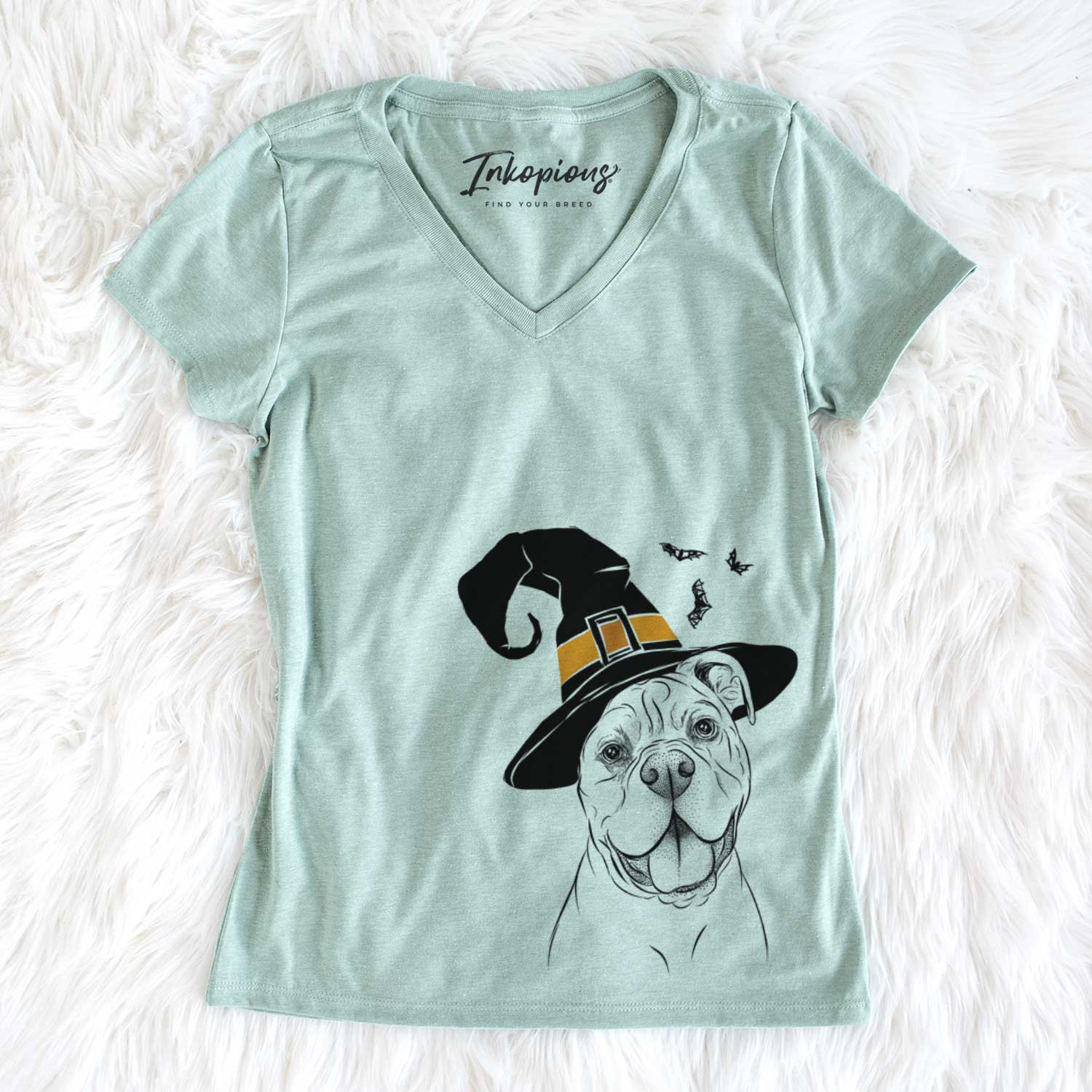 Witch Bravo the Bulldog Mix - Women's V-neck Shirt