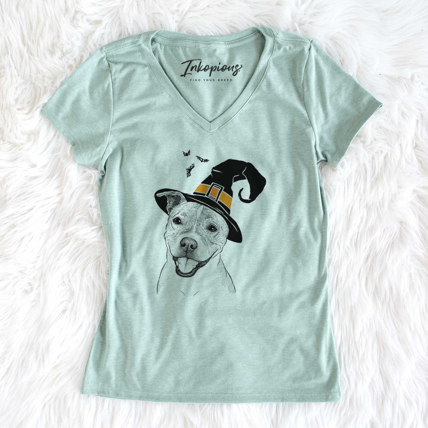 Witch BrookLyn the Staffordshire Bull Terrier - Women's V-neck Shirt