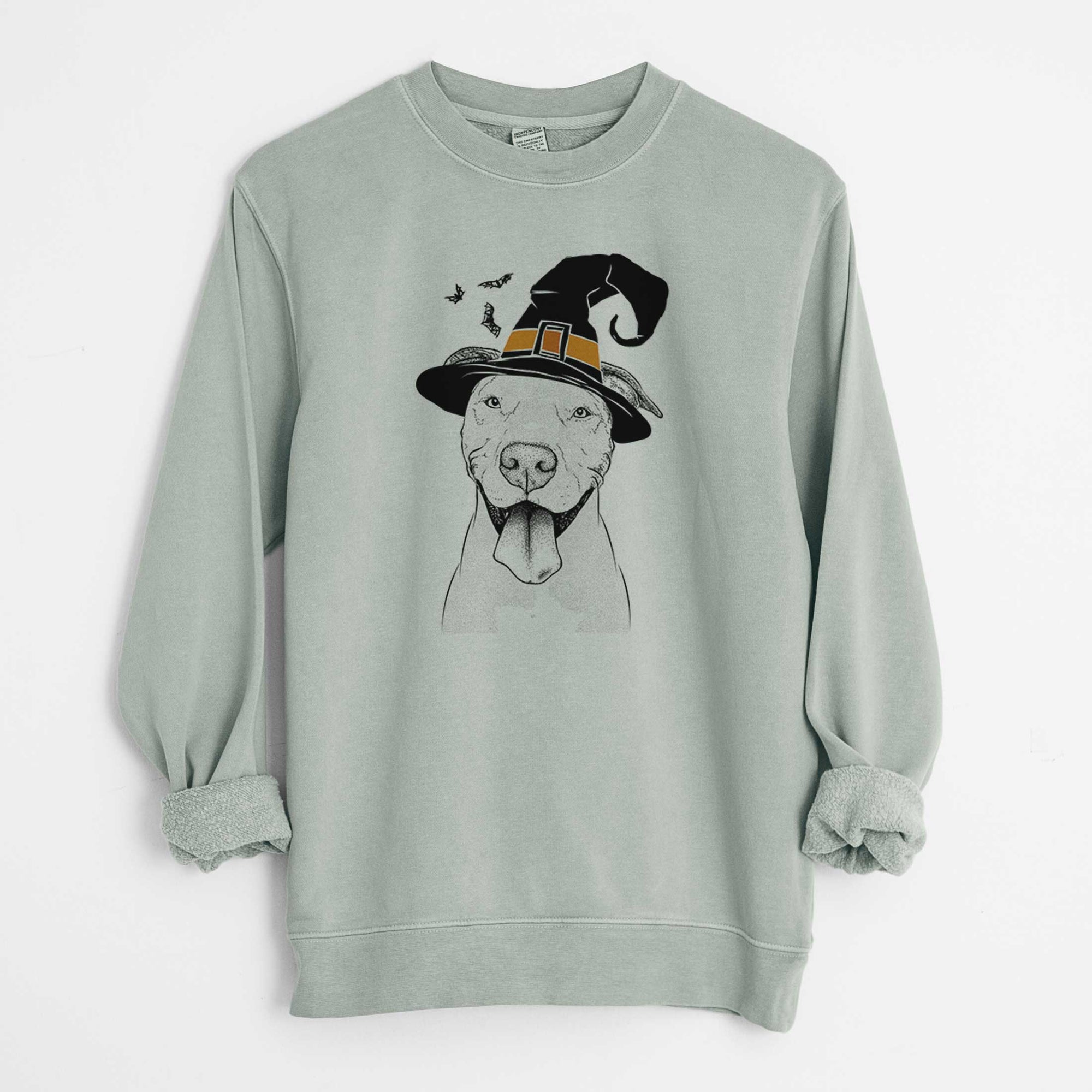 Witch Bruce the American Staffordshire Terrier - Unisex Pigment Dyed Crew Sweatshirt