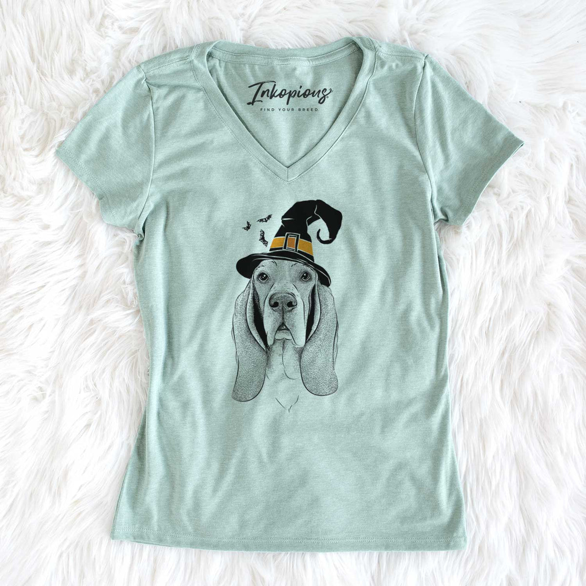 Witch Buckley the Basset Hound - Women's V-neck Shirt