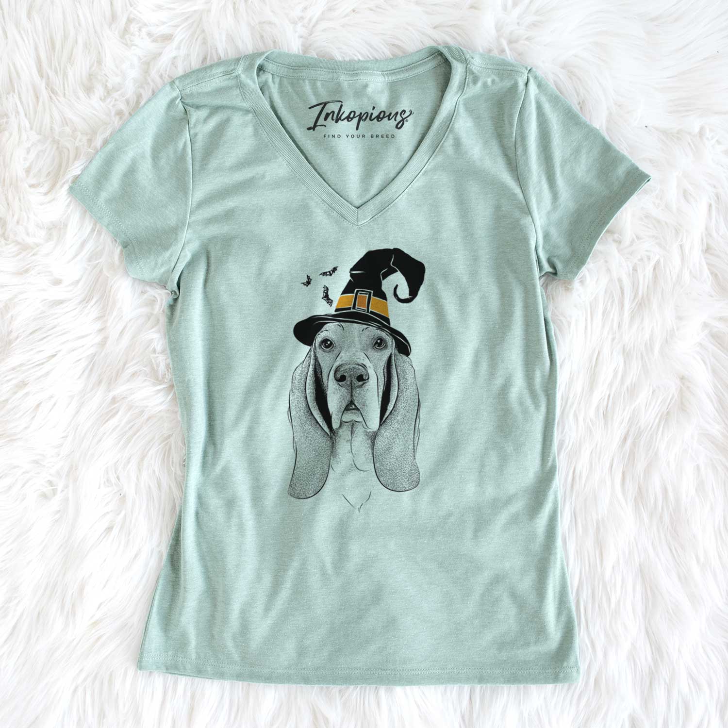 Witch Buckley the Basset Hound - Women's V-neck Shirt