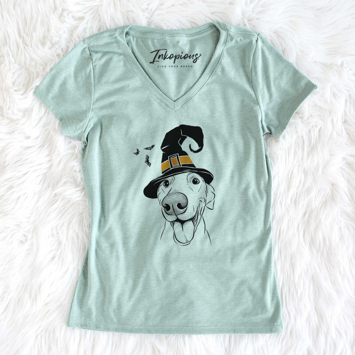 Witch Buddy the Buddy the Sato / American Village Dog - Women's V-neck Shirt