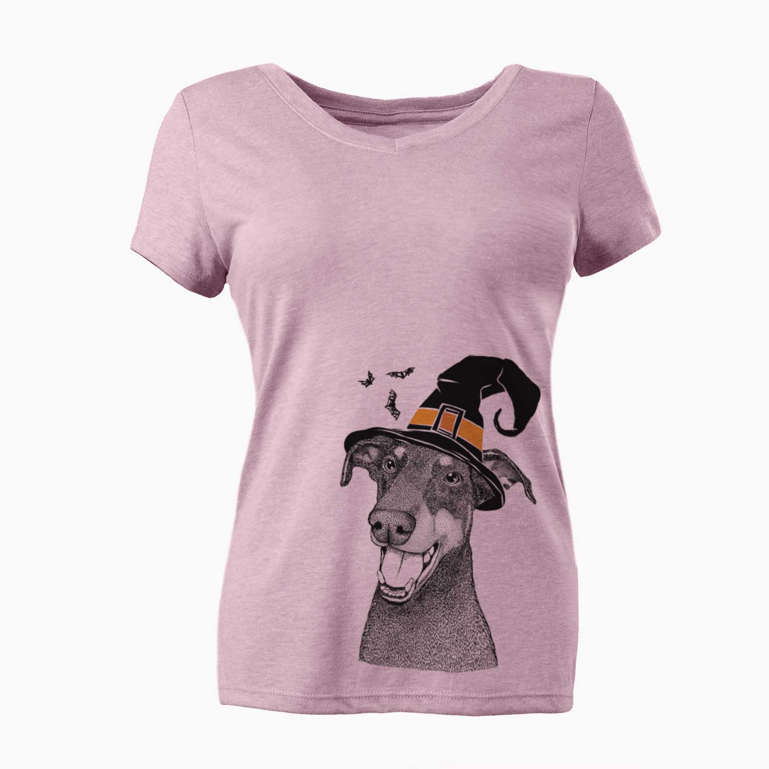 Witch Bunnie the Doberman Pinscher - Women's V-neck Shirt