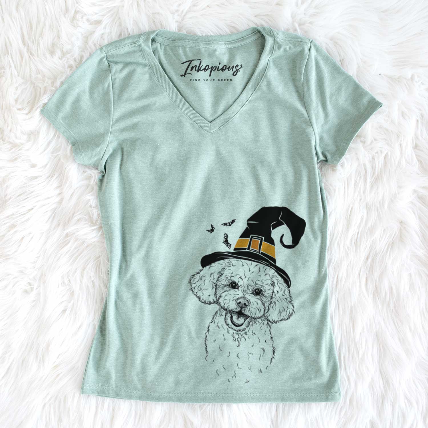 Witch Caesar the Bichon Frise - Women's V-neck Shirt