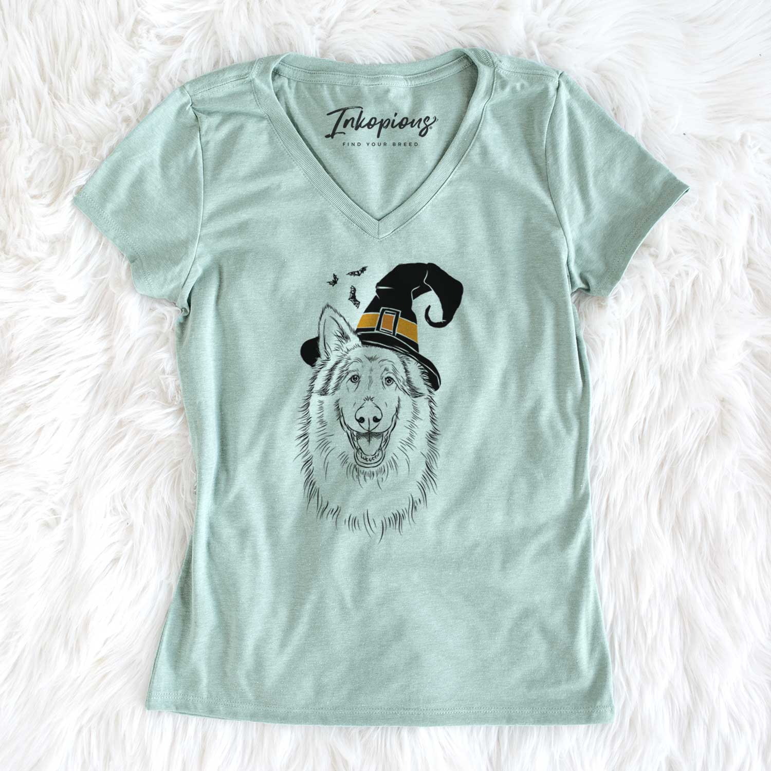 Witch Cannon the Rough Collie - Women's V-neck Shirt