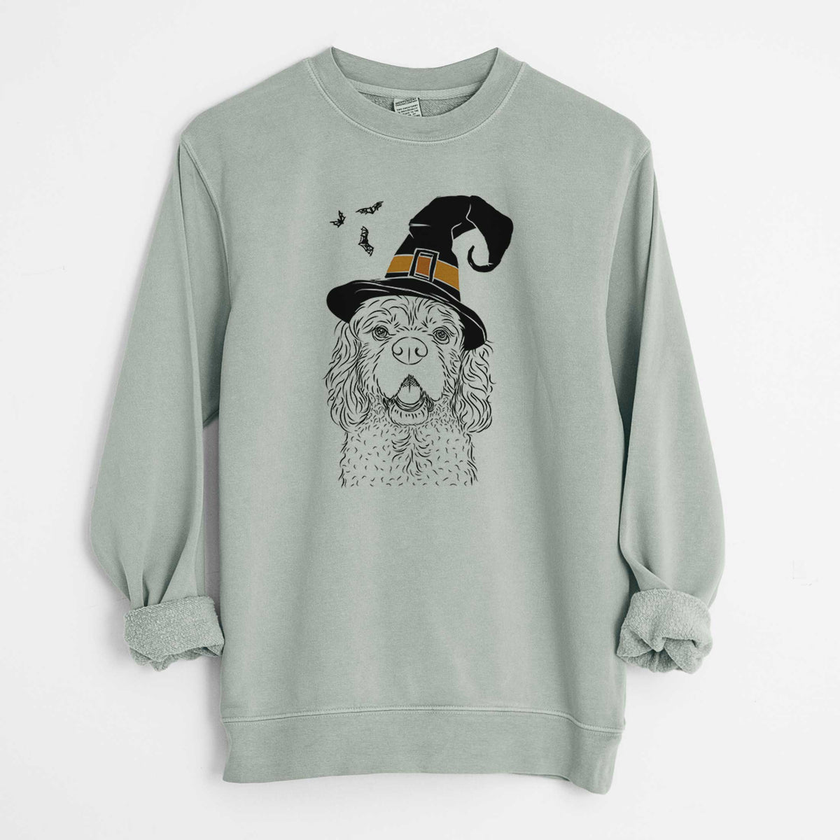 Witch Casey the American Cocker Spaniel - Unisex Pigment Dyed Crew Sweatshirt