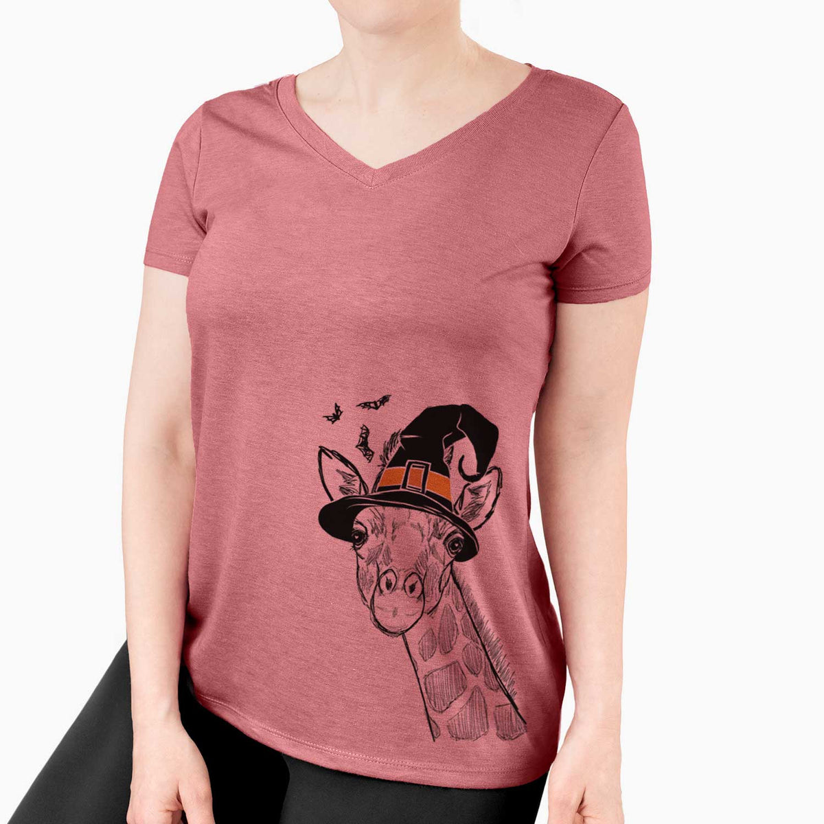 Witch Cedrick the Giraffe - Women's V-neck Shirt