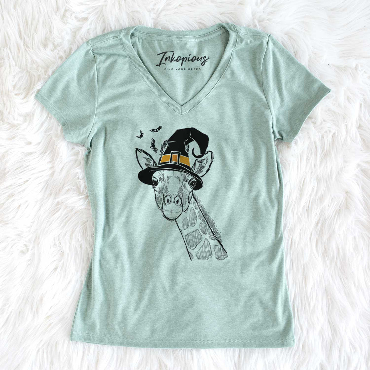 Witch Cedrick the Giraffe - Women's V-neck Shirt