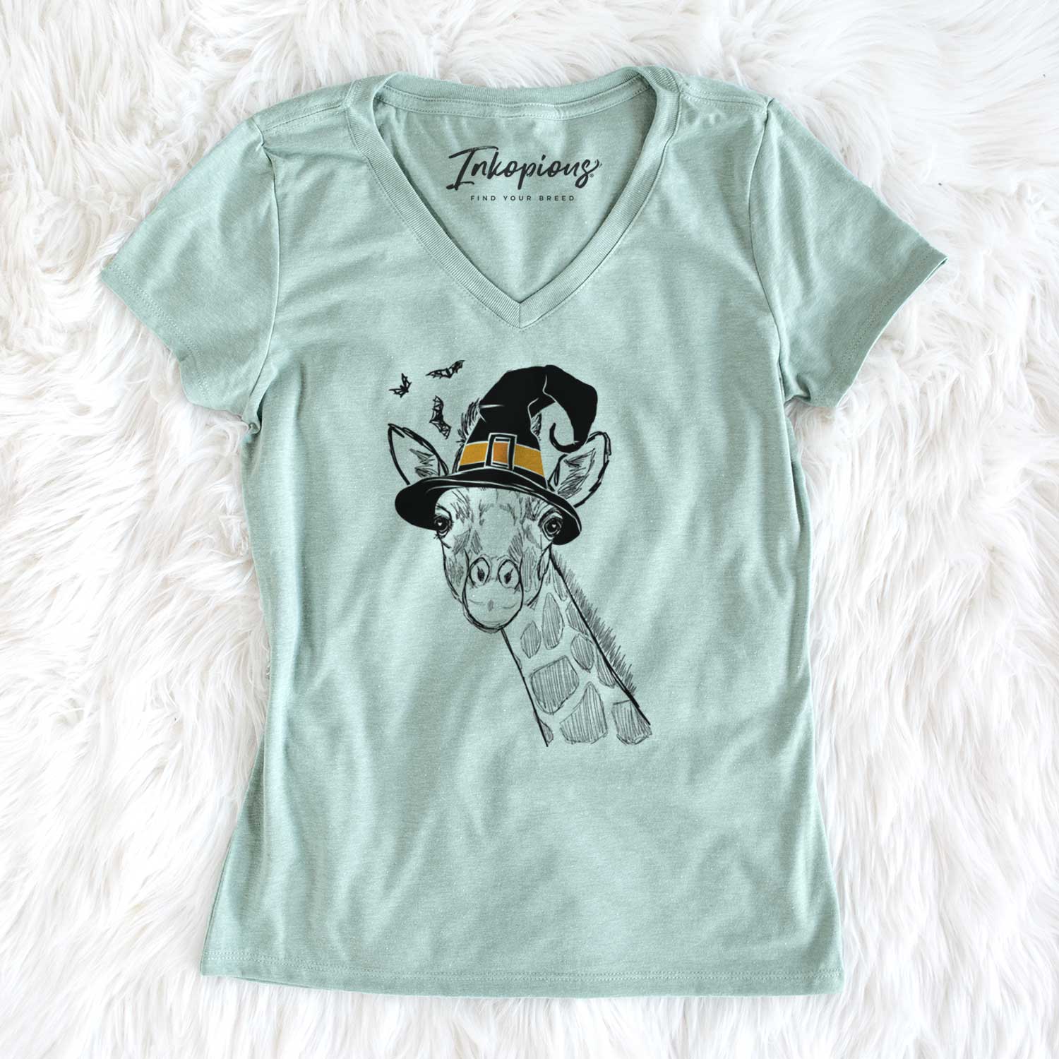 Witch Cedrick the Giraffe - Women's V-neck Shirt