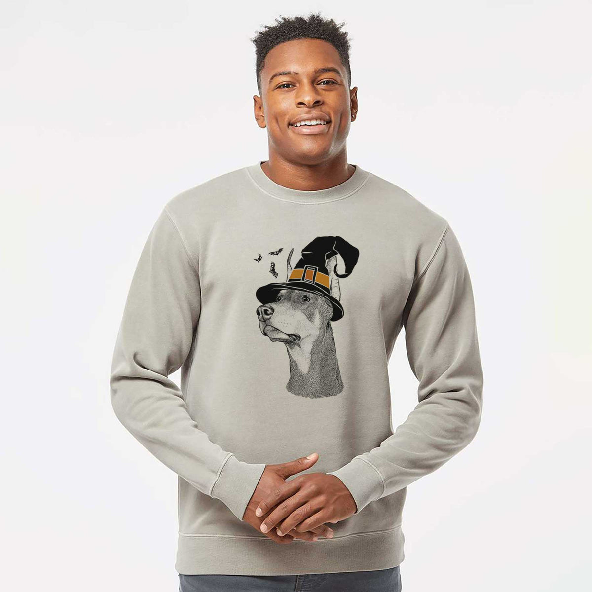 Witch Cenza the Doberman Pinscher - Unisex Pigment Dyed Crew Sweatshirt