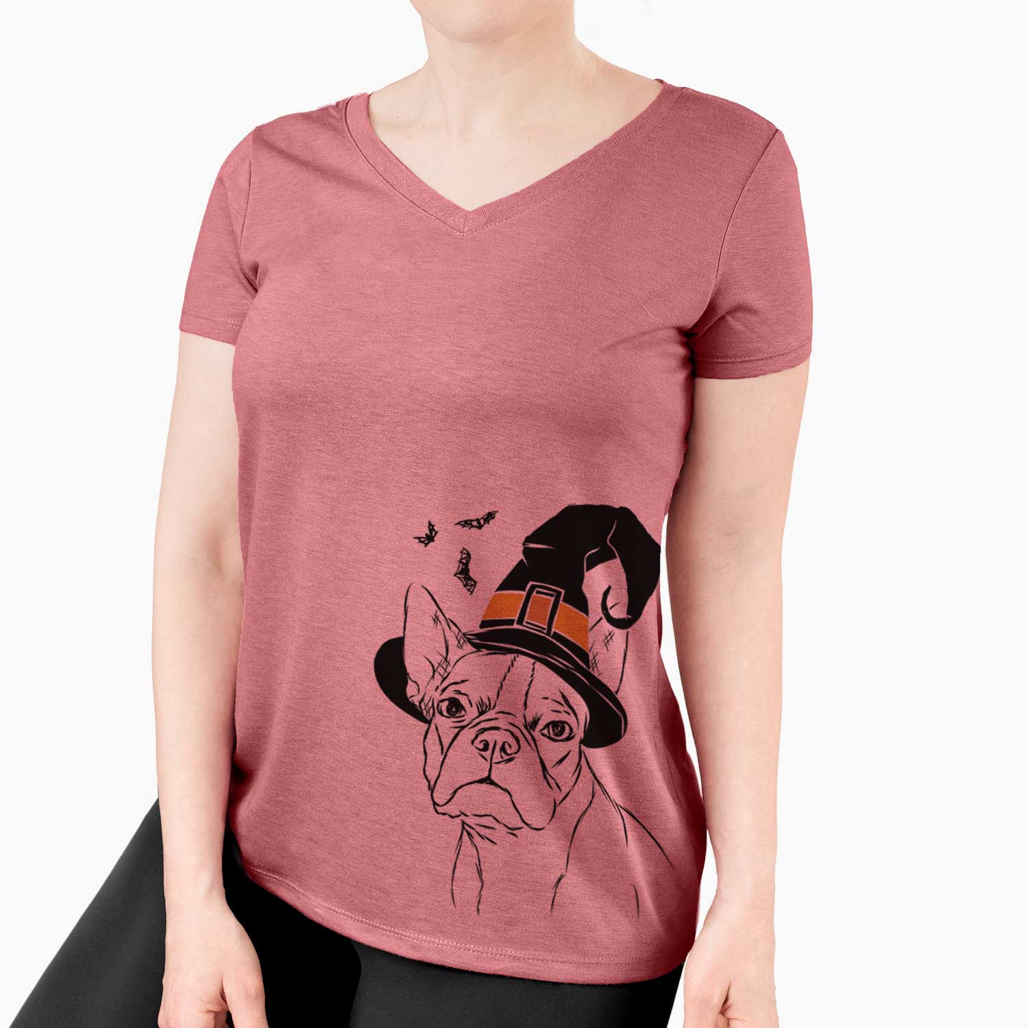 Witch Charles the Boston Terrier - Women's V-neck Shirt