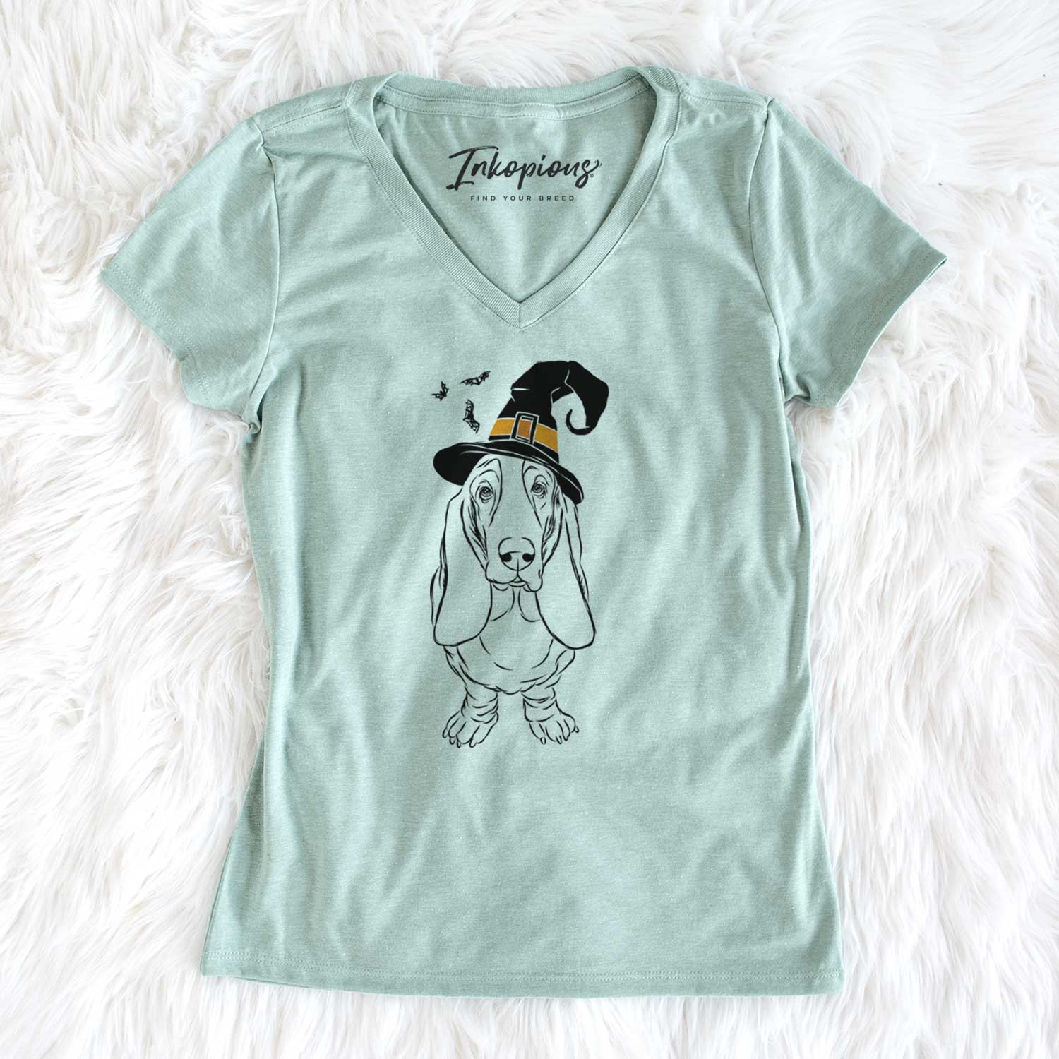 Witch Charlie the Basset Hound - Women's V-neck Shirt
