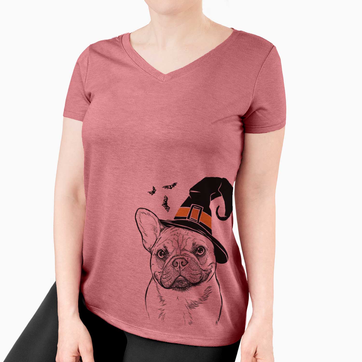 Witch Chew Chew the French Bulldog - Women's V-neck Shirt