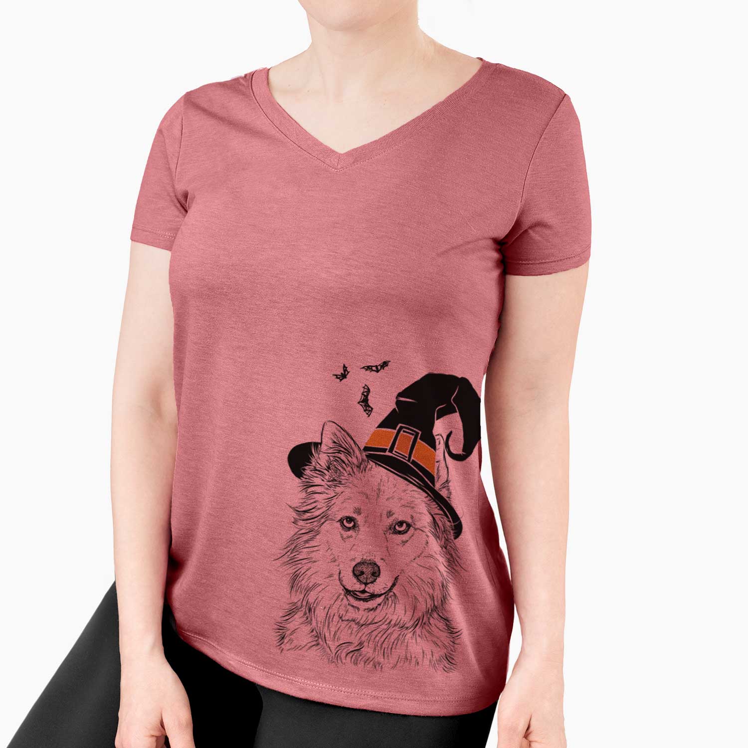 Witch Chia the Samoyed Husky Mix - Women's V-neck Shirt