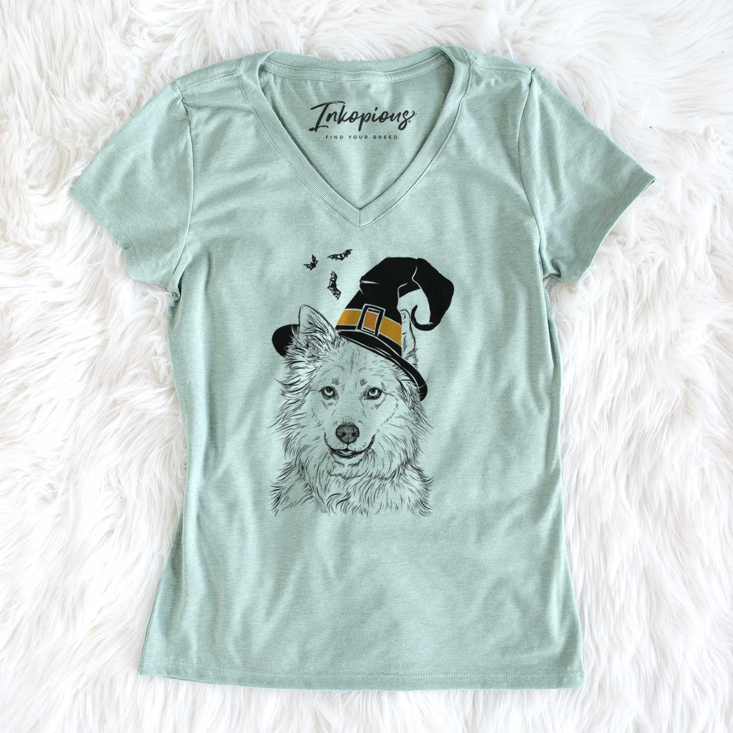 Witch Chia the Samoyed Husky Mix - Women's V-neck Shirt