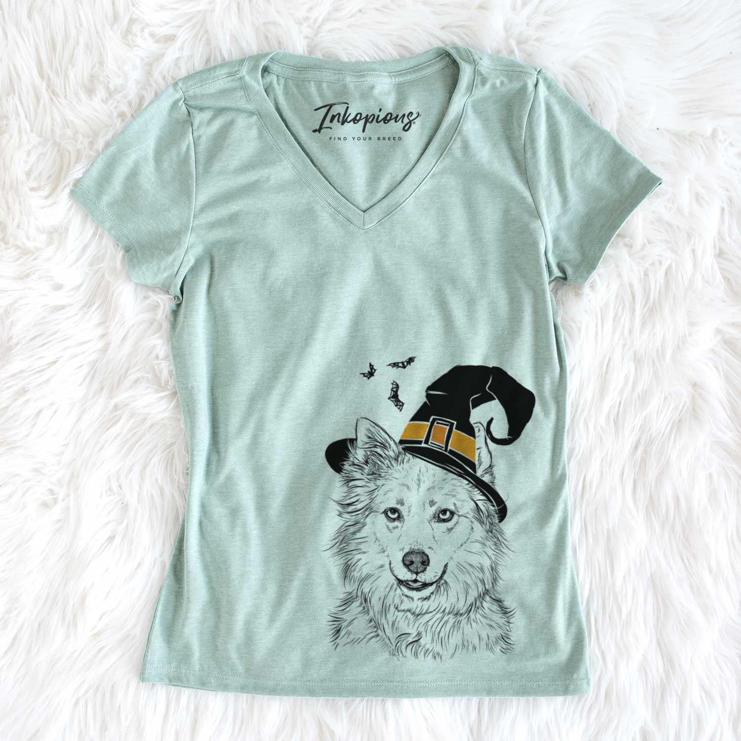 Witch Chia the Samoyed Husky Mix - Women's V-neck Shirt