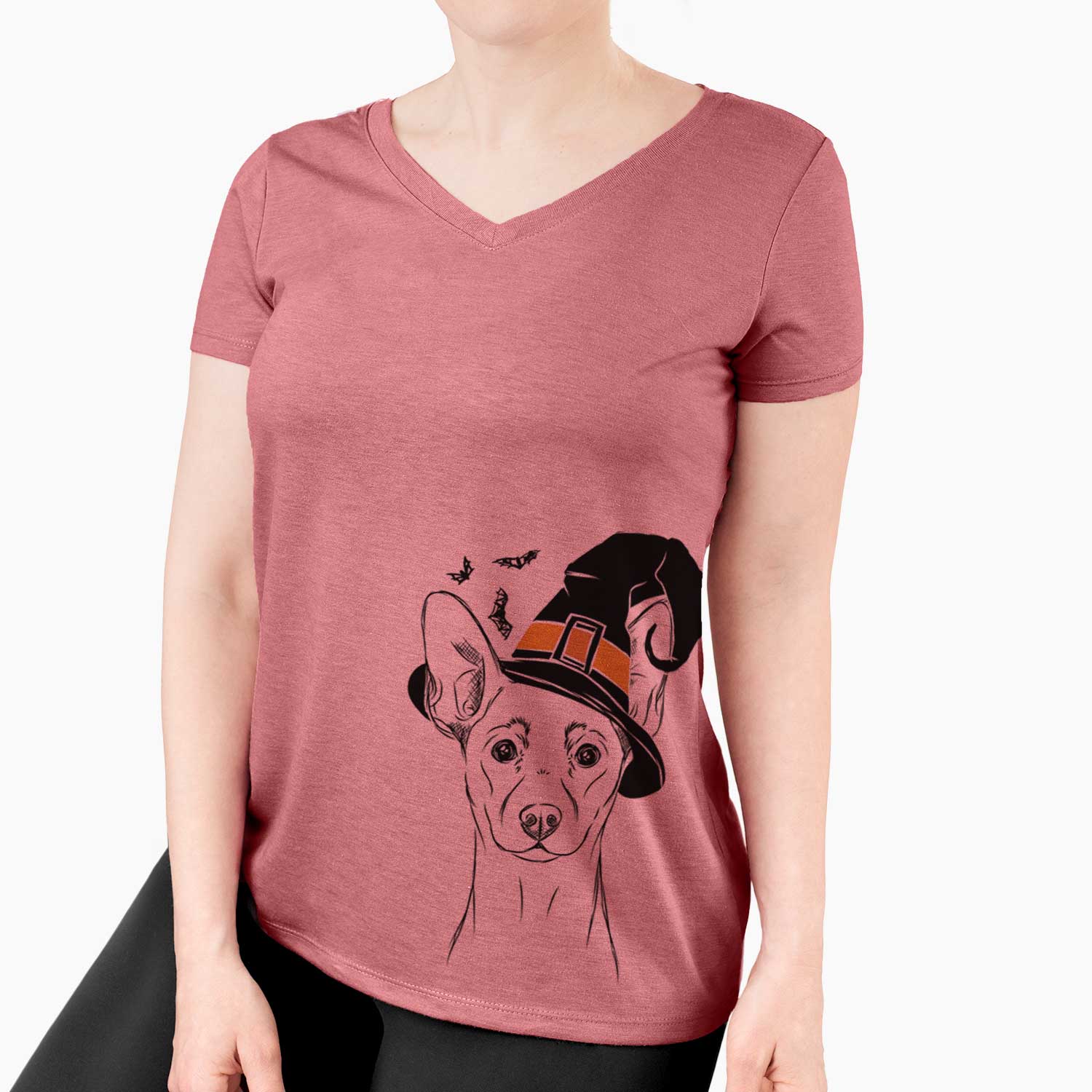 Witch Chillie the Mini Pinscher - Women's V-neck Shirt