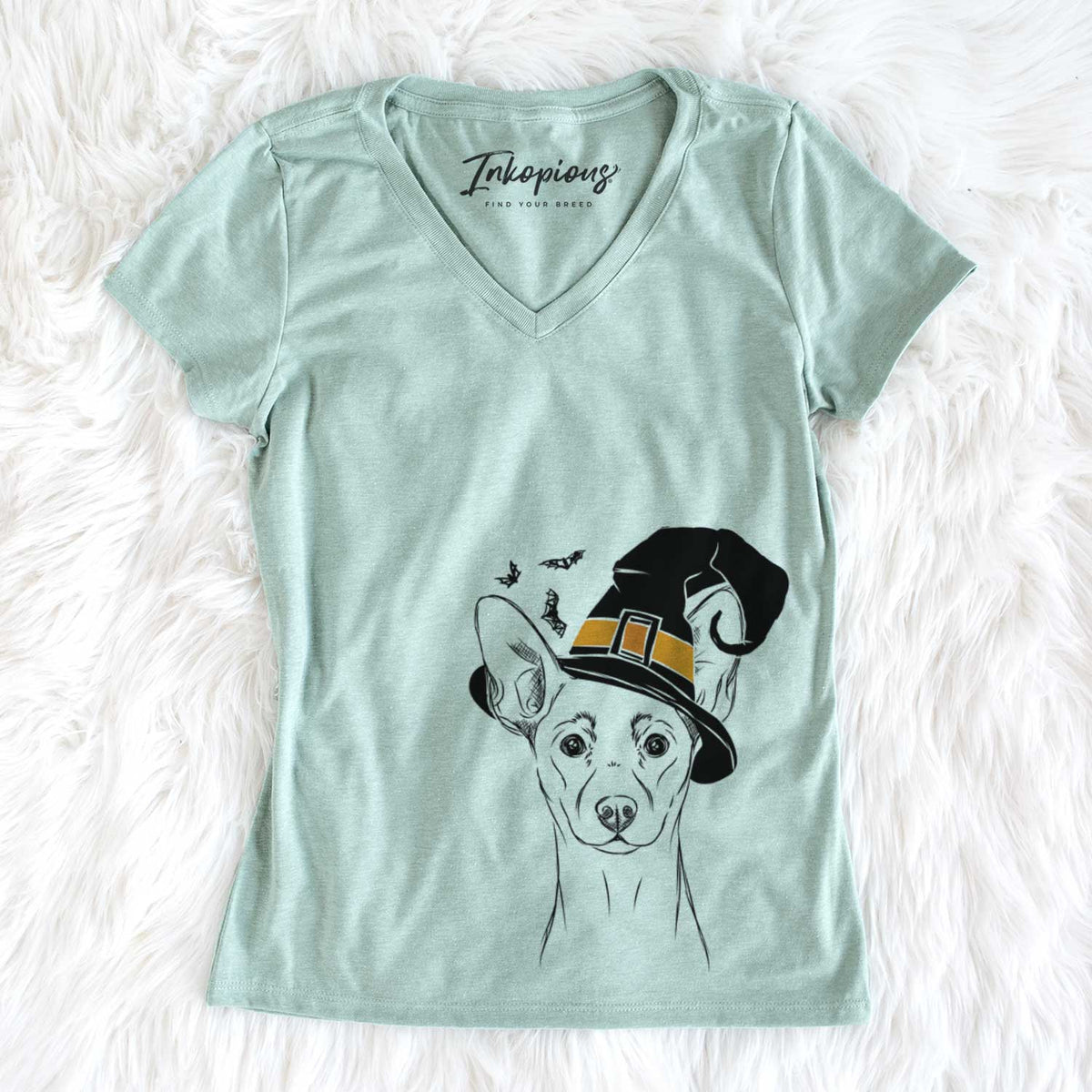 Witch Chillie the Mini Pinscher - Women&#39;s V-neck Shirt