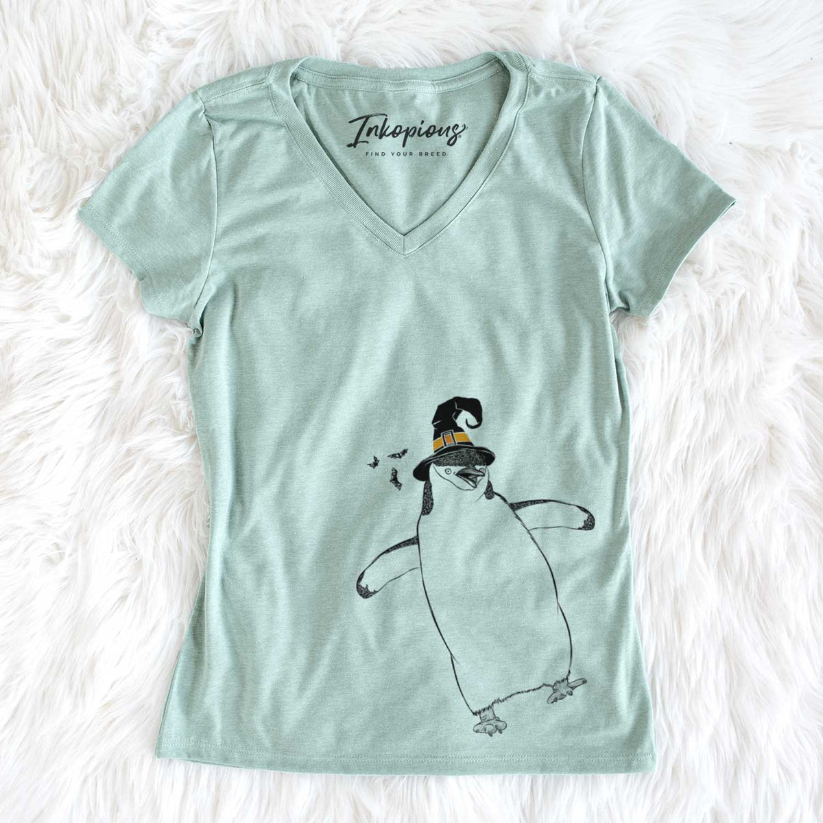 Witch Chive the Chinstrap Penguin - Women&#39;s V-neck Shirt