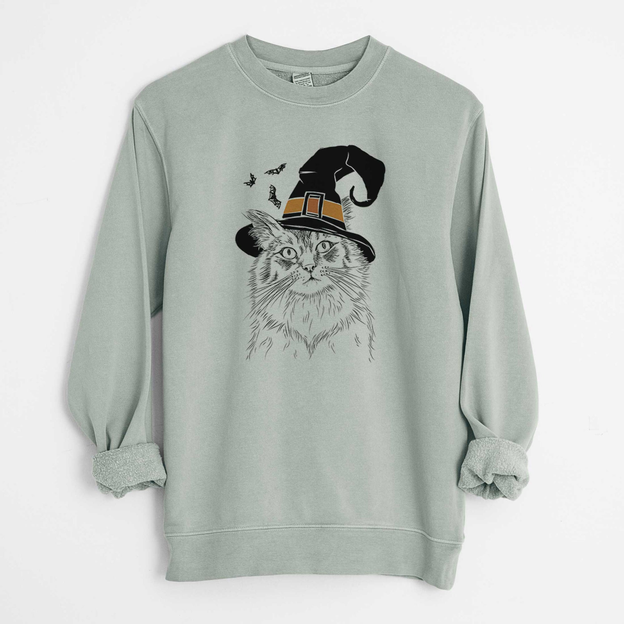 Witch Chloe the Tabby Cat - Unisex Pigment Dyed Crew Sweatshirt