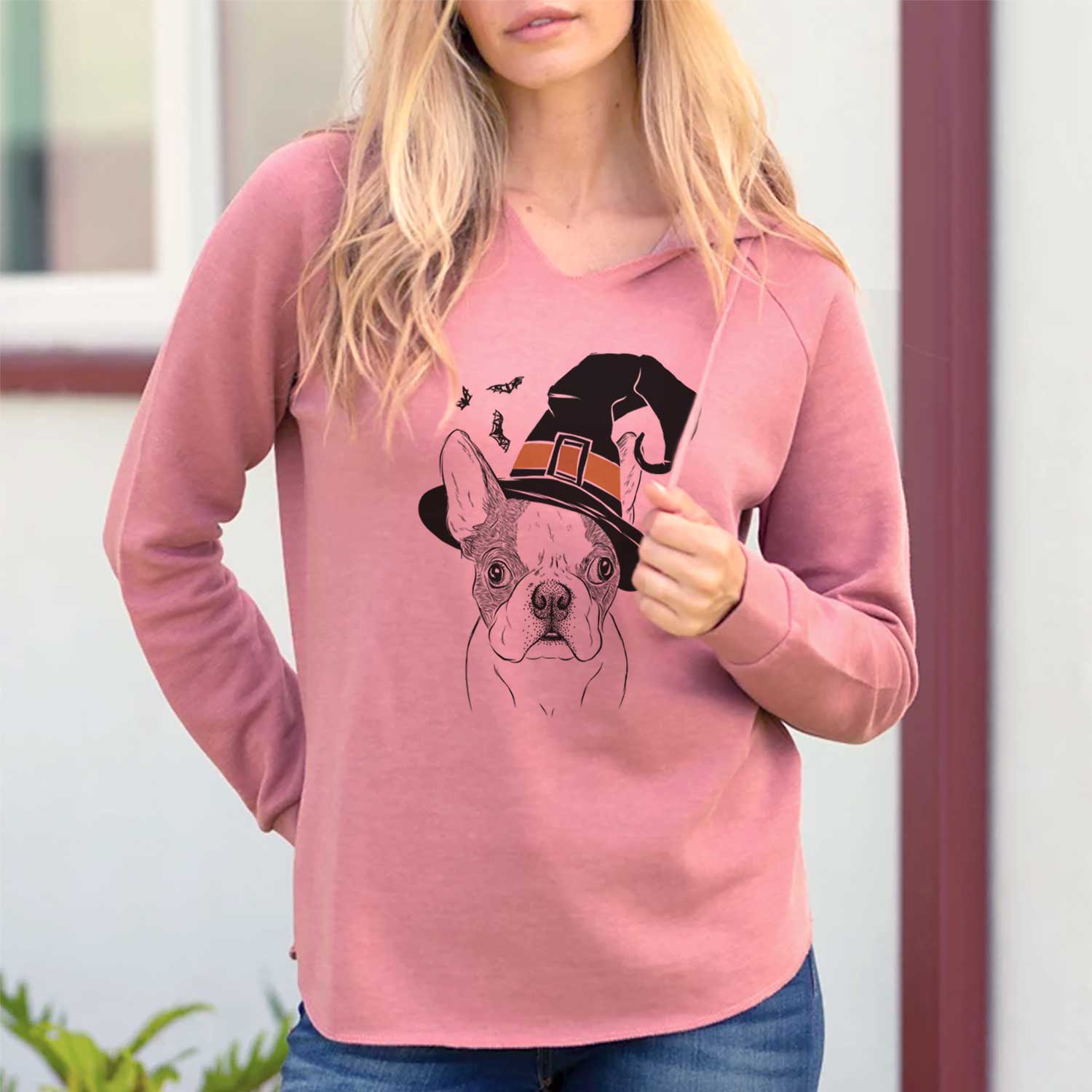 Witch Chocolate Chip the Boston Terrier - Cali Wave Hooded Sweatshirt