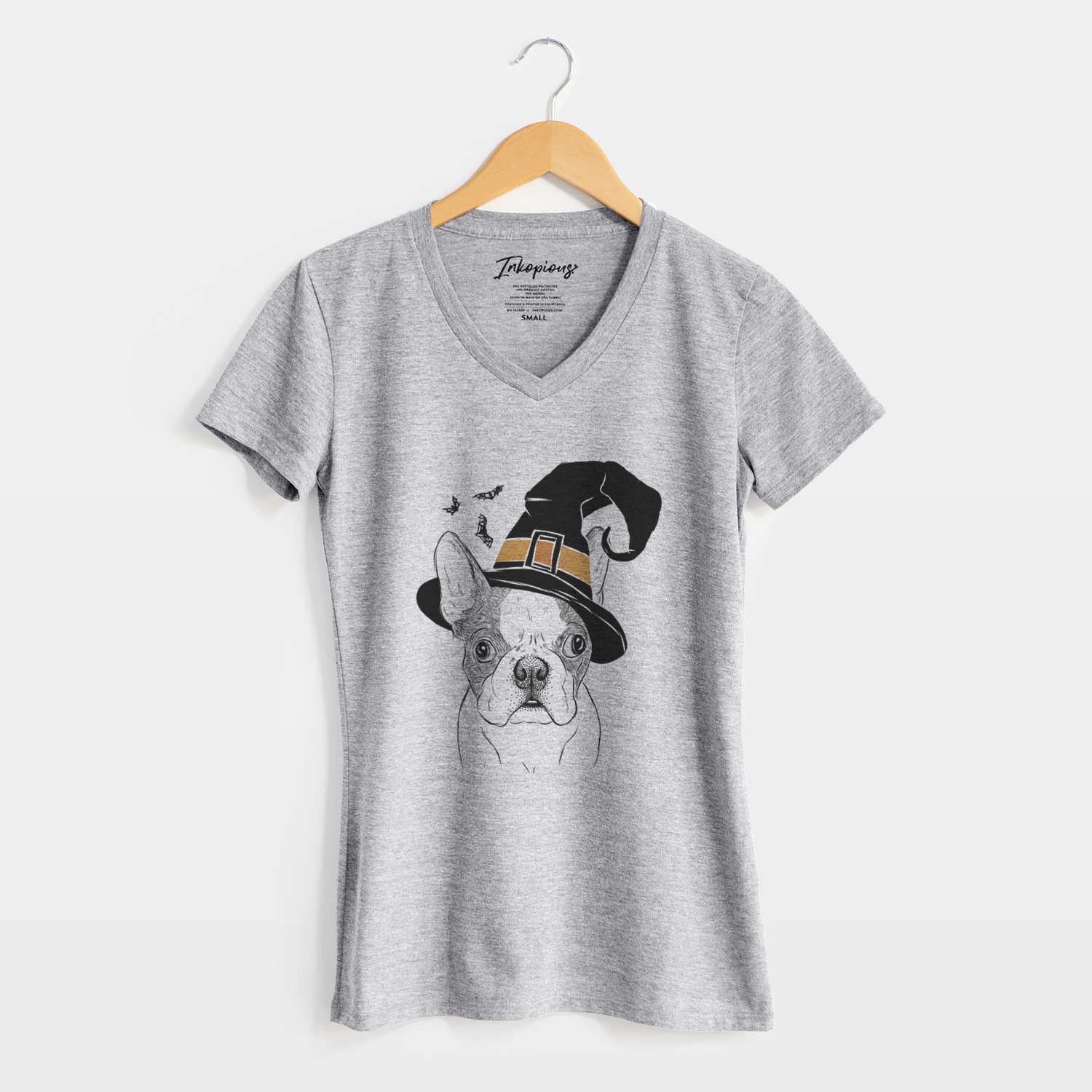 Witch Chocolate Chip the Boston Terrier - Women's V-neck Shirt