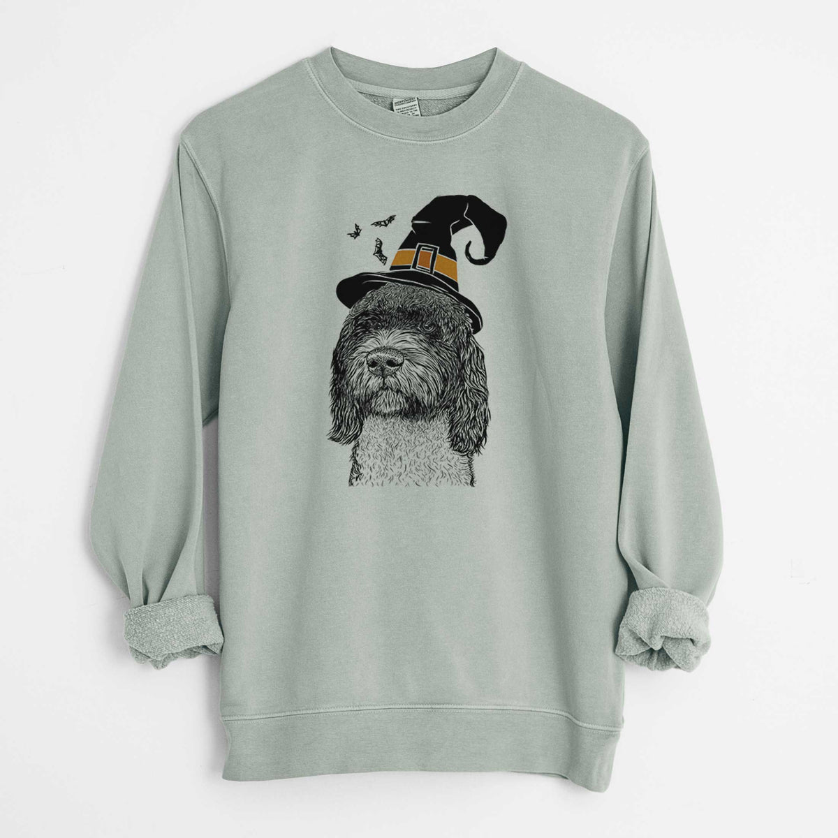 Witch Chris the Portuguese Water Dog - Unisex Pigment Dyed Crew Sweatshirt