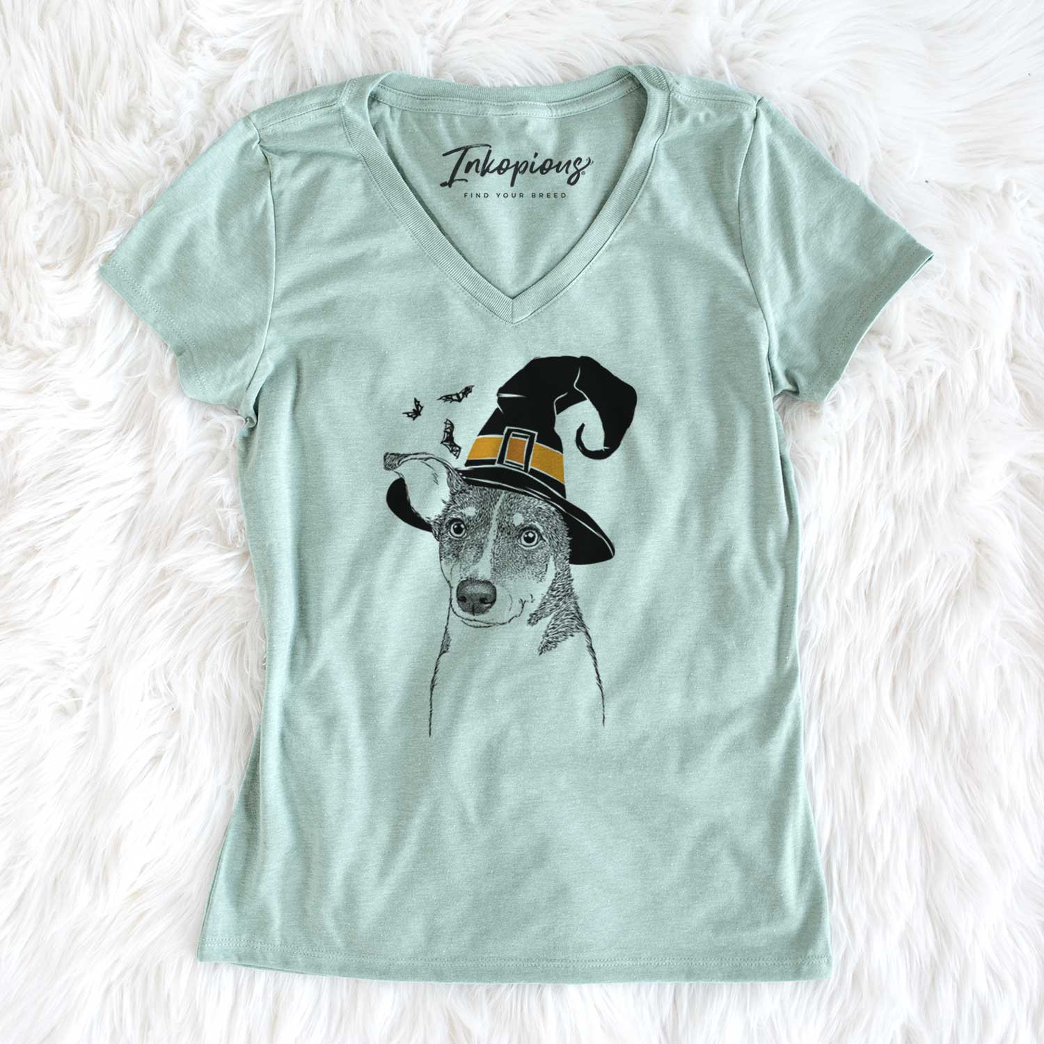 Witch Cleo the Terrier Mix - Women's V-neck Shirt