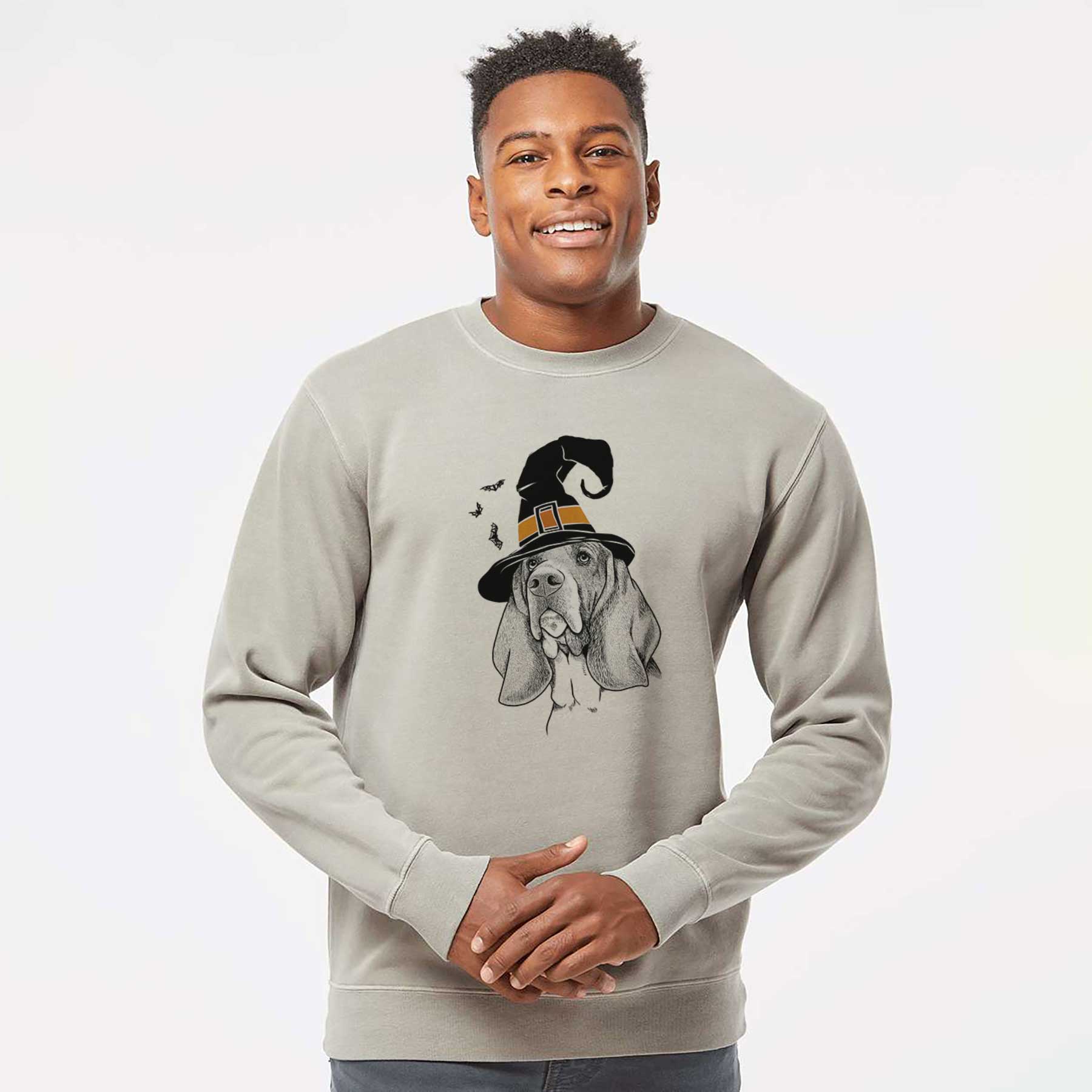 Witch Cooper the Basset Hound - Unisex Pigment Dyed Crew Sweatshirt