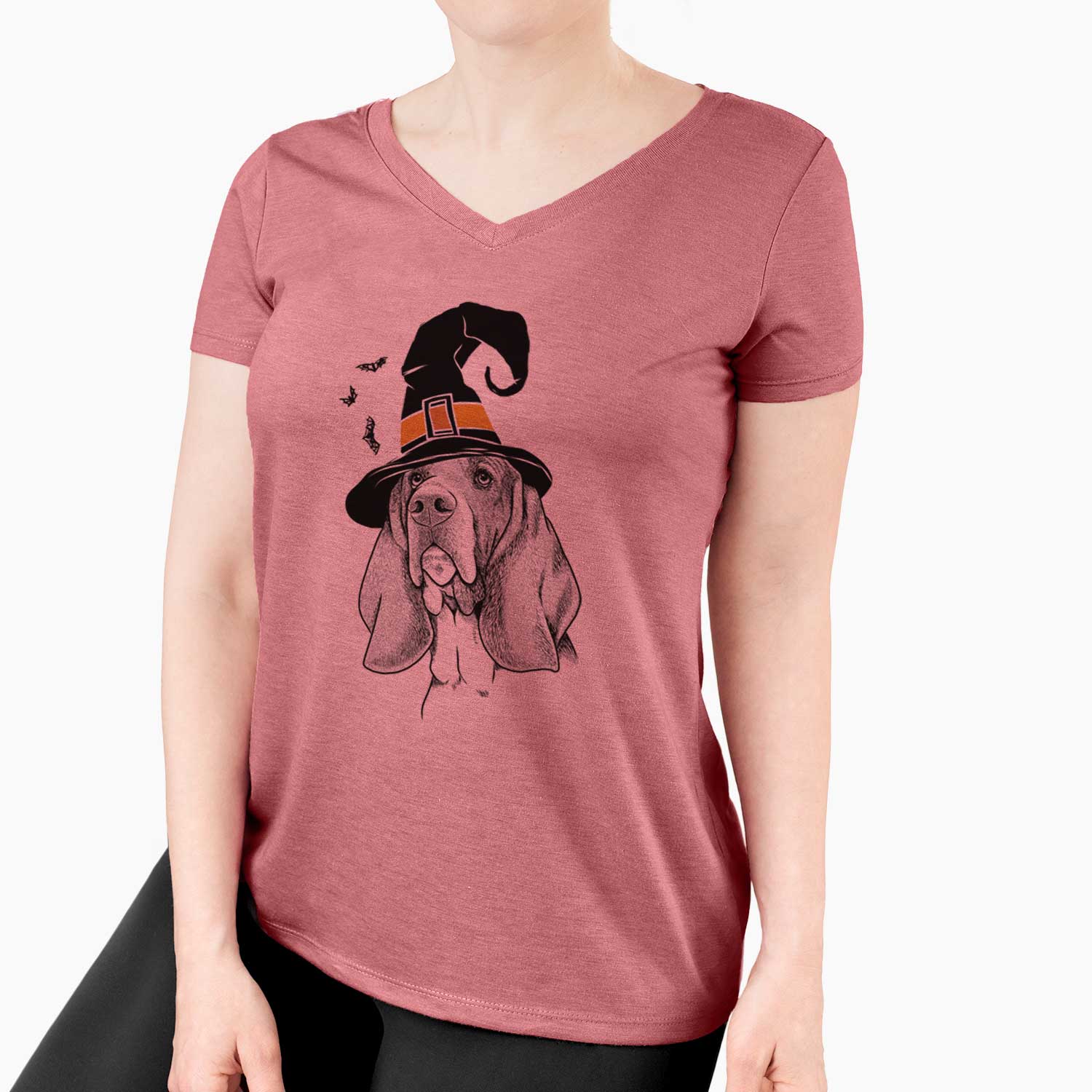 Witch Cooper the Basset Hound - Women's V-neck Shirt