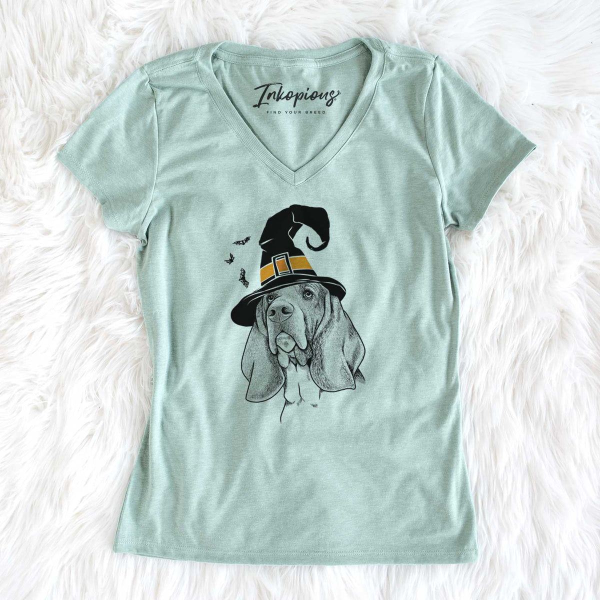 Witch Cooper the Basset Hound - Women's V-neck Shirt