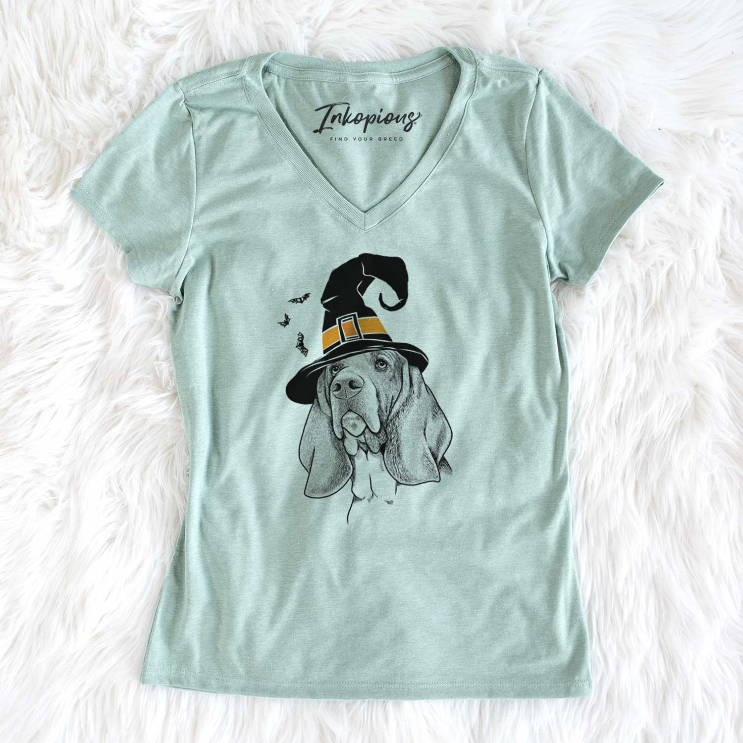 Witch Cooper the Basset Hound - Women's V-neck Shirt