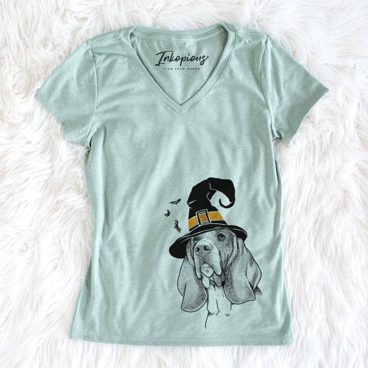 Witch Cooper the Basset Hound - Women&#39;s V-neck Shirt