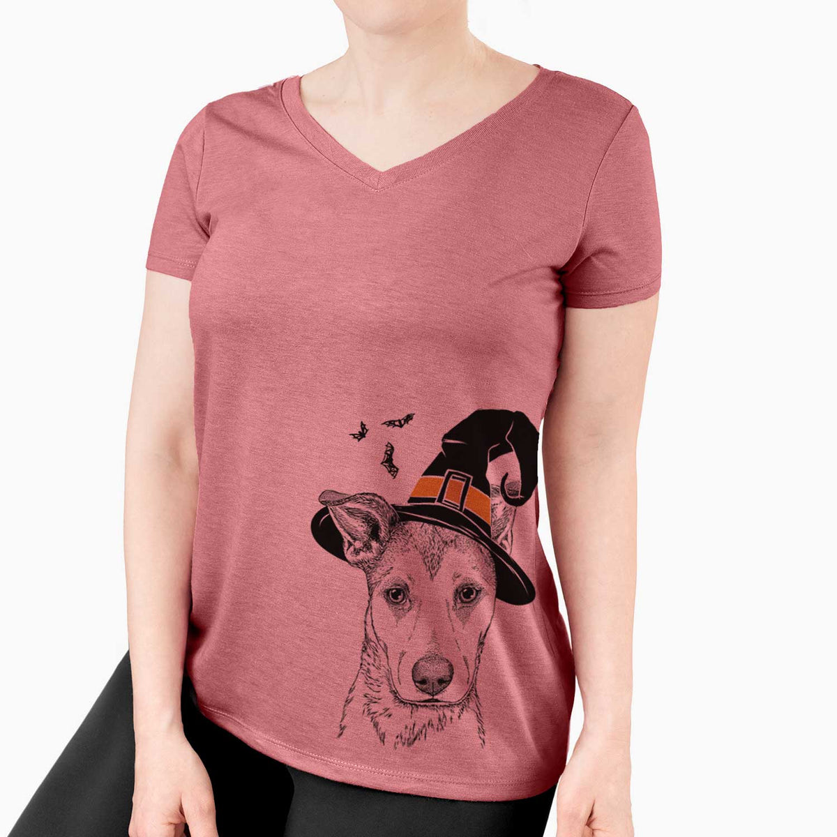 Witch Coral the Mixed Breed - Women's V-neck Shirt