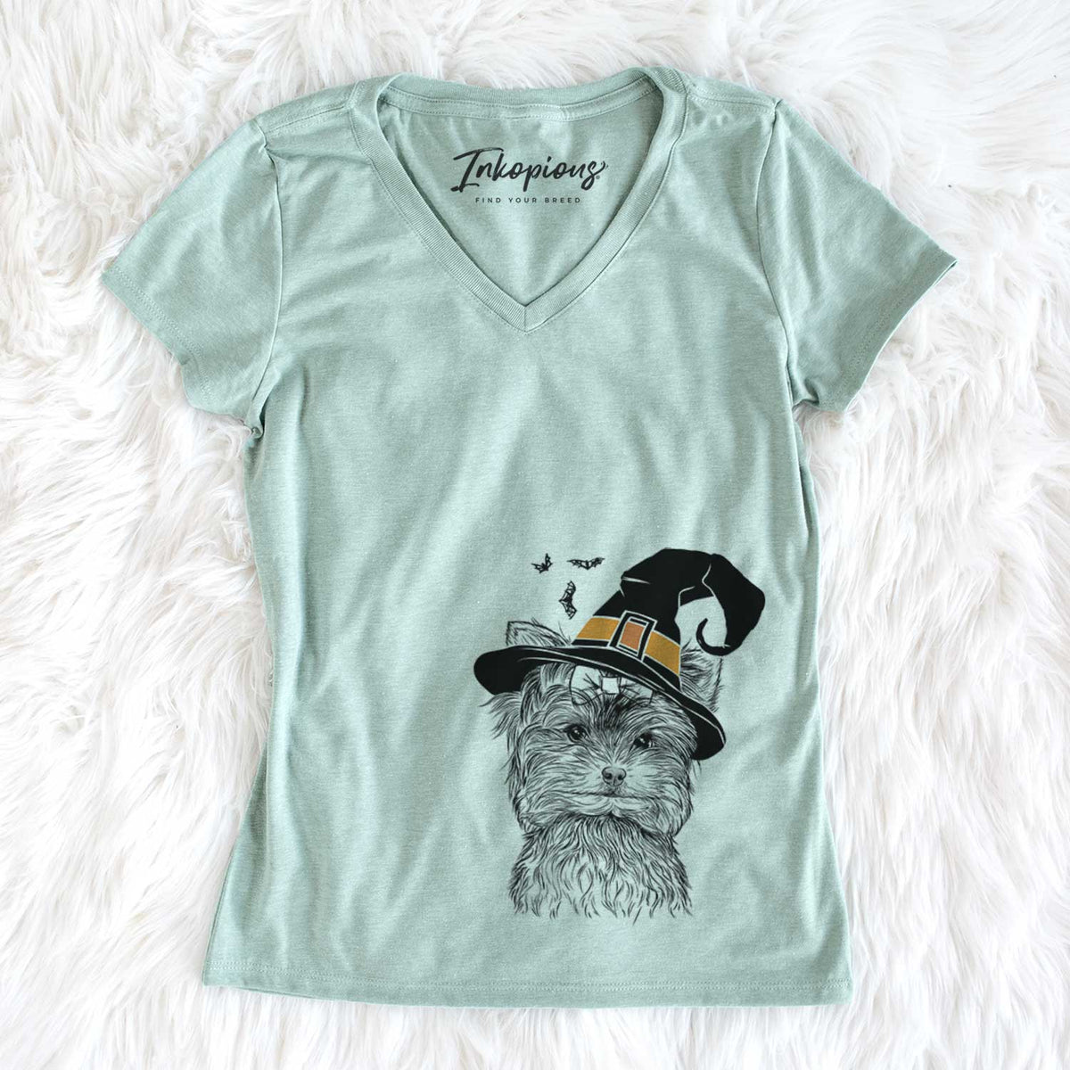 Witch Cricket the Biewer Terrier - Women&#39;s V-neck Shirt