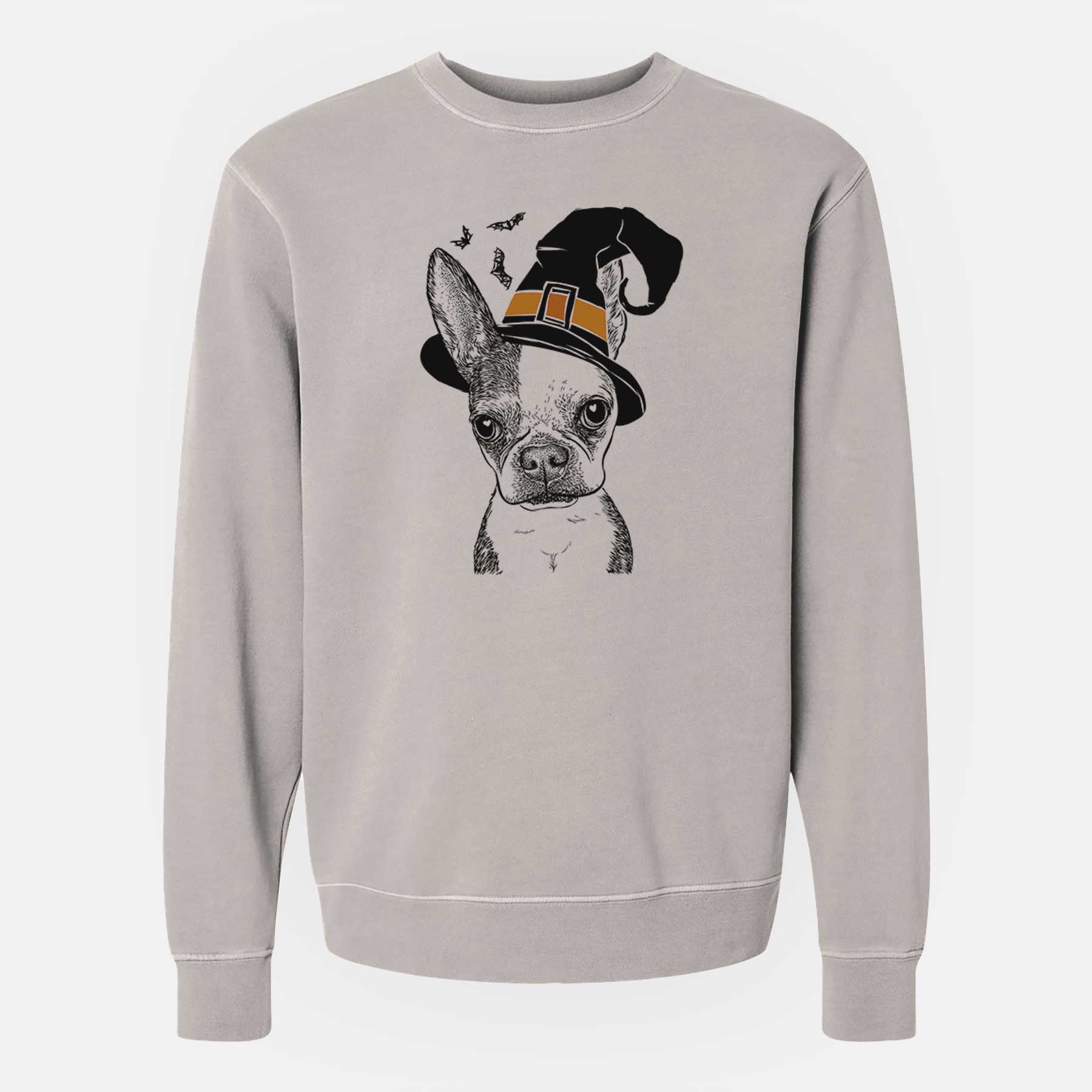 Witch Daisy the Boston Terrier - Unisex Pigment Dyed Crew Sweatshirt