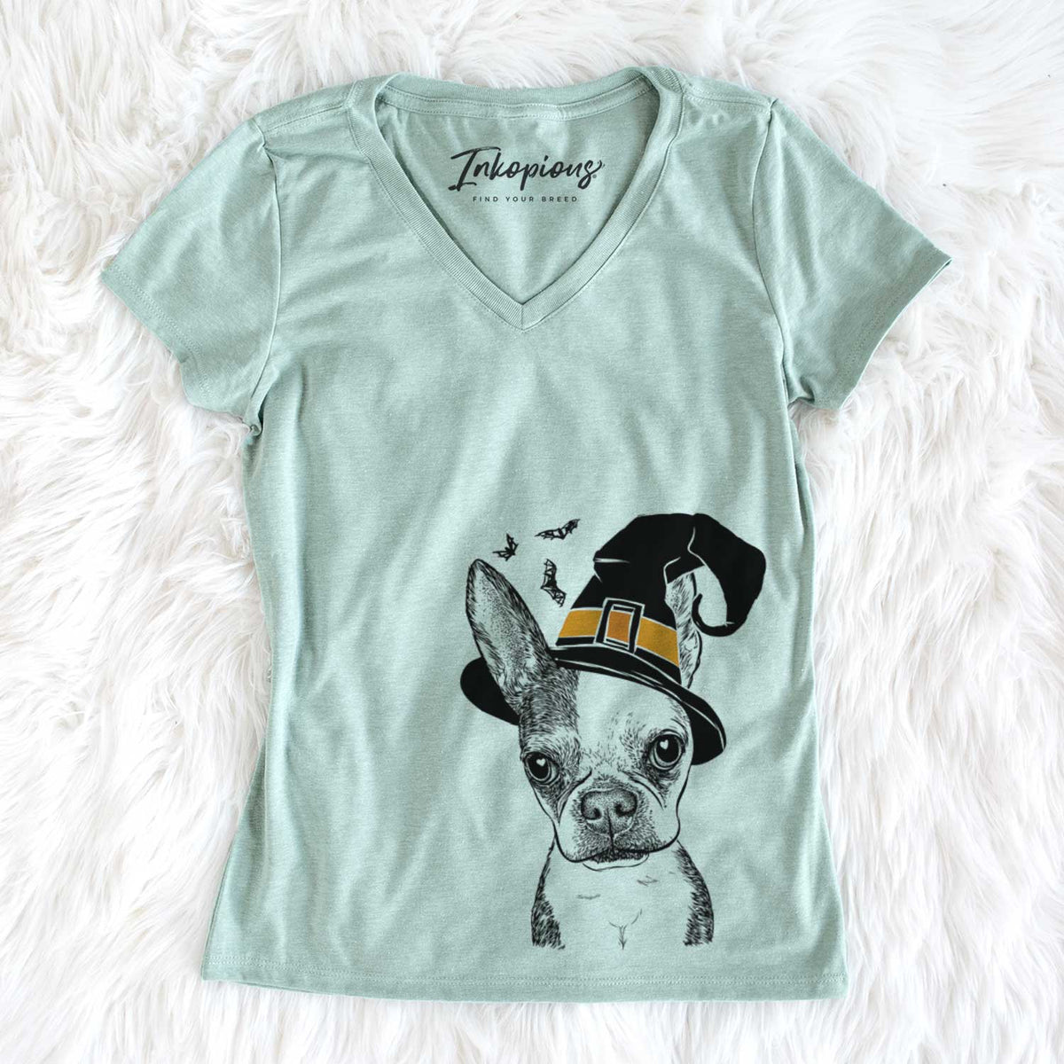 Witch Daisy the Boston Terrier - Women&#39;s V-neck Shirt