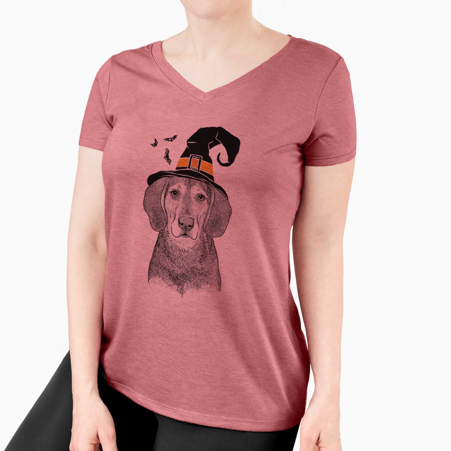 Witch Daisy the Hound Mix - Women's V-neck Shirt