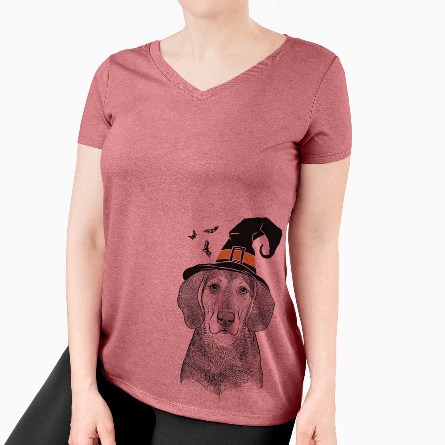 Witch Daisy the Hound Mix - Women's V-neck Shirt