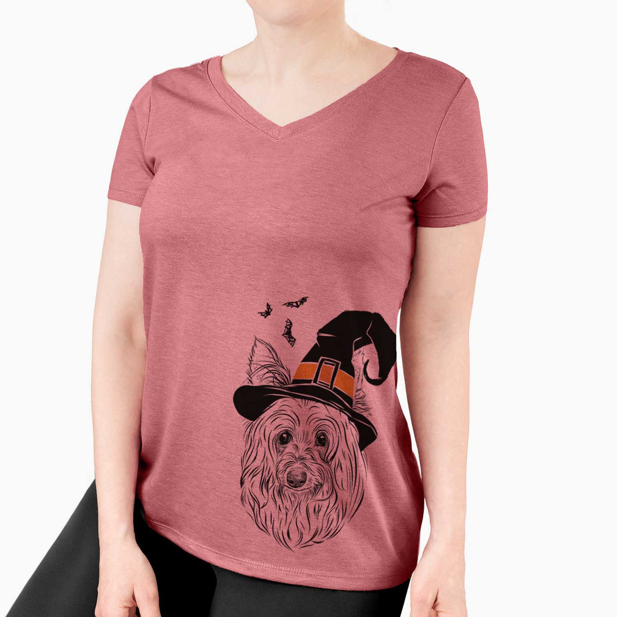 Witch Daisy May the Silky Terrier - Women's V-neck Shirt
