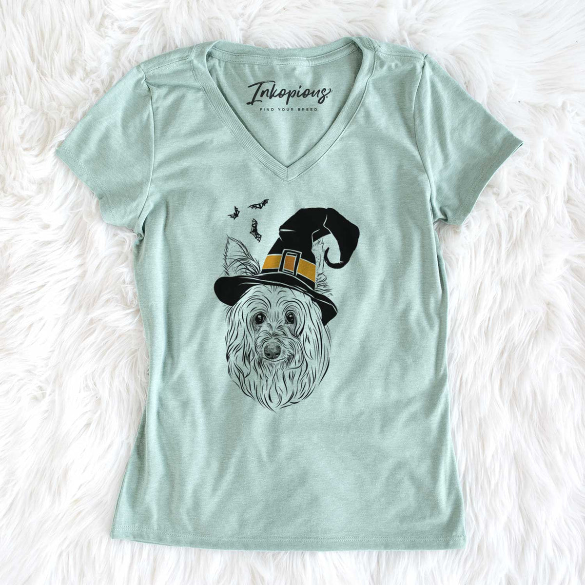 Witch Daisy May the Silky Terrier - Women's V-neck Shirt