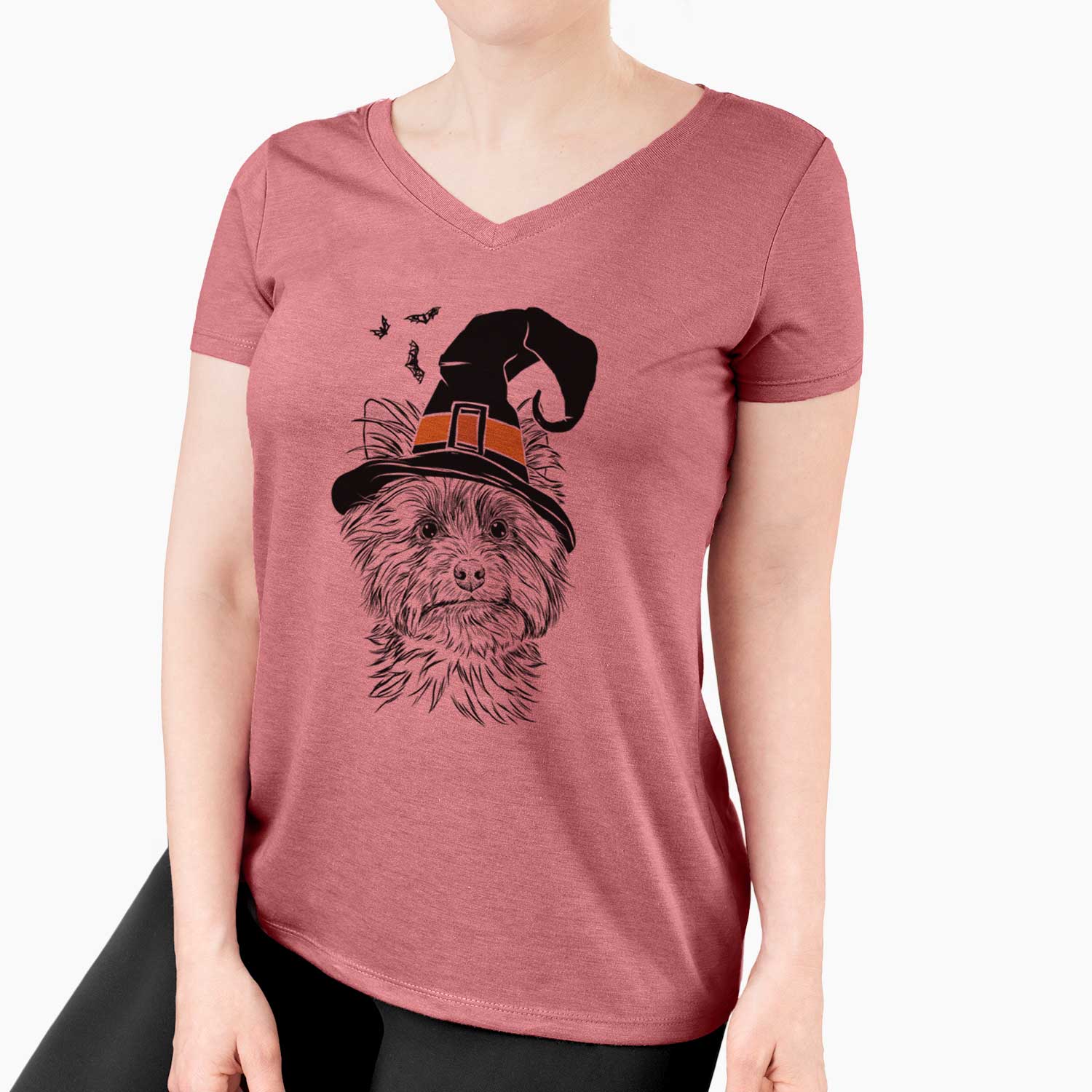 Witch Dakota the Yorkshire Terrier - Women's V-neck Shirt