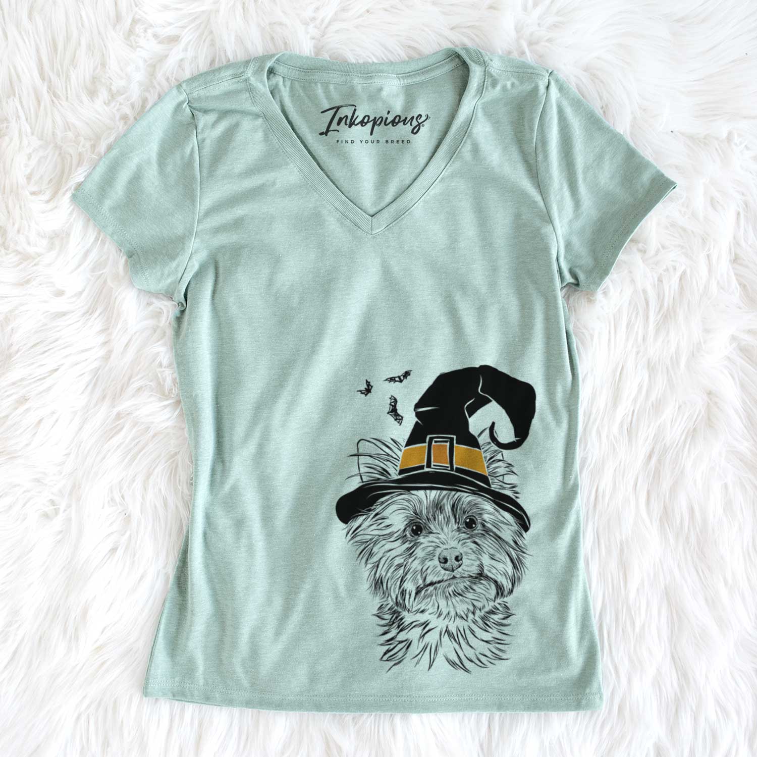 Witch Dakota the Yorkshire Terrier - Women's V-neck Shirt