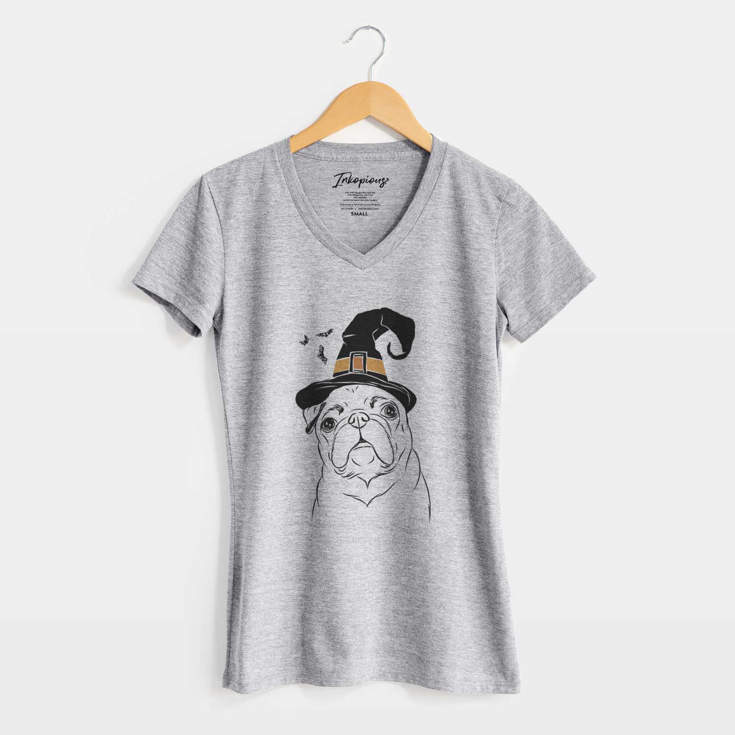 Witch Darling Chloe the Pug - Women's V-neck Shirt