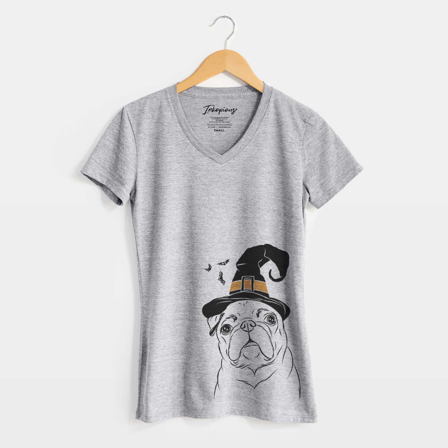 Witch Darling Chloe the Pug - Women's V-neck Shirt