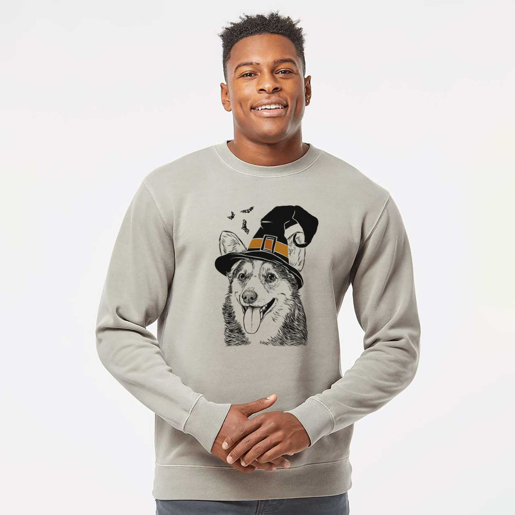 Witch Darma the Corgi - Unisex Pigment Dyed Crew Sweatshirt