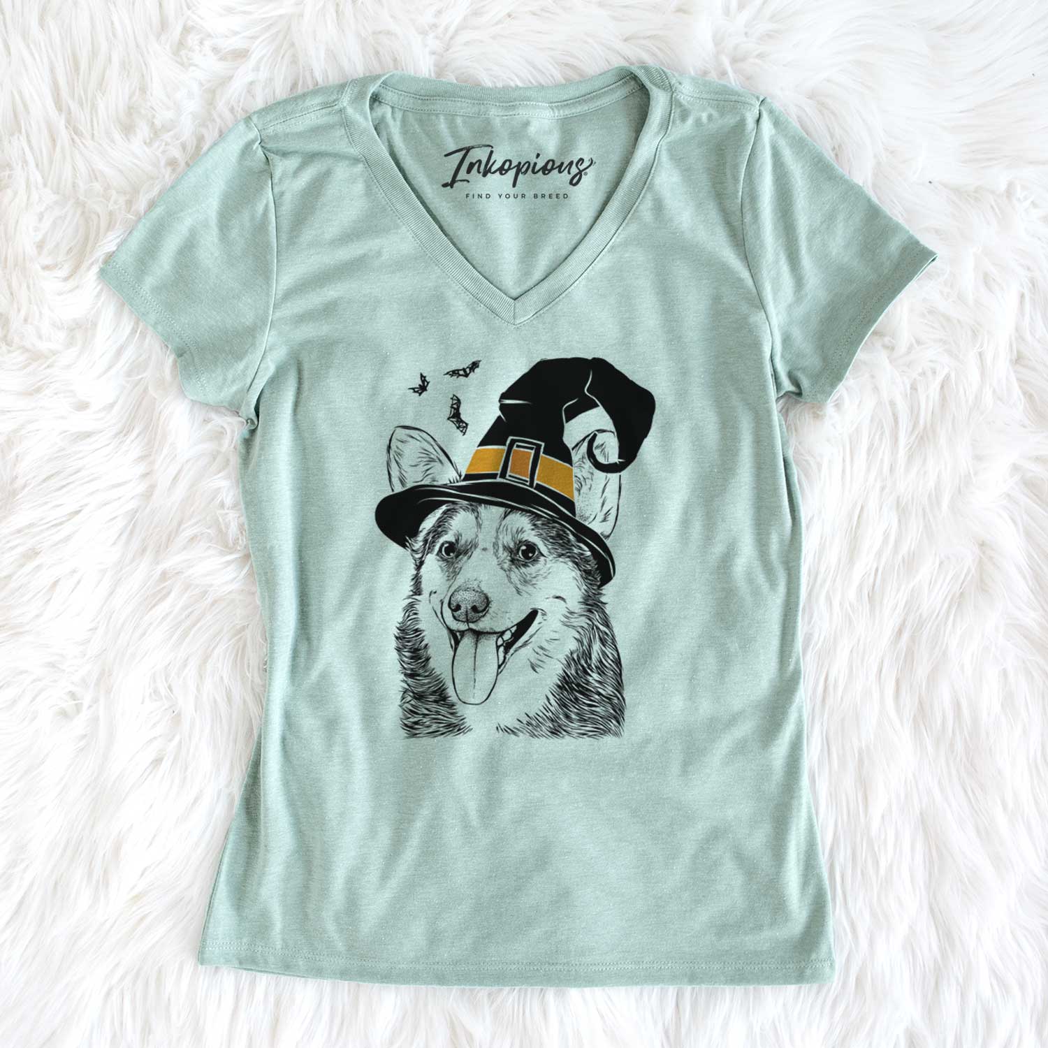 Witch Darma the Corgi - Women's V-neck Shirt