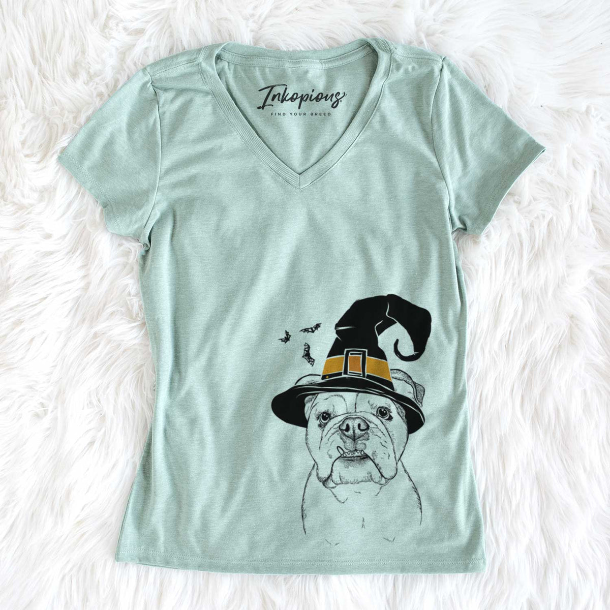 Witch Dazy the English Bulldog - Women's V-neck Shirt