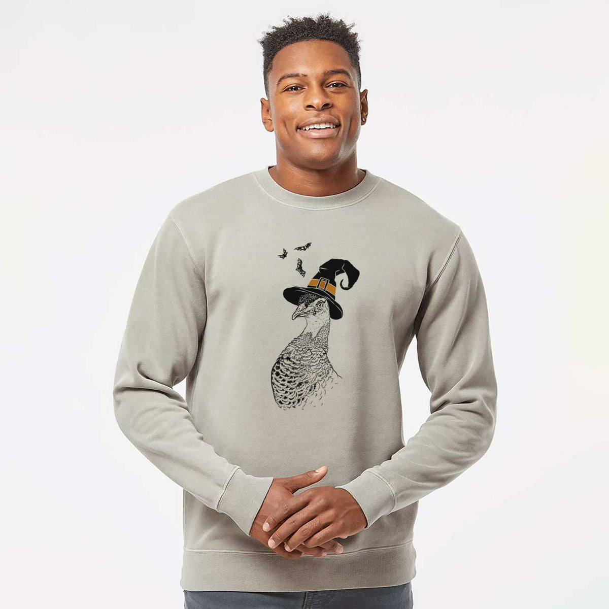 Witch Dee the Peahen - Unisex Pigment Dyed Crew Sweatshirt